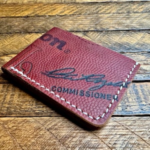 Billetera plegable de cuero Wilson Football - Billetera de cuero de fútbol - Regalo para él