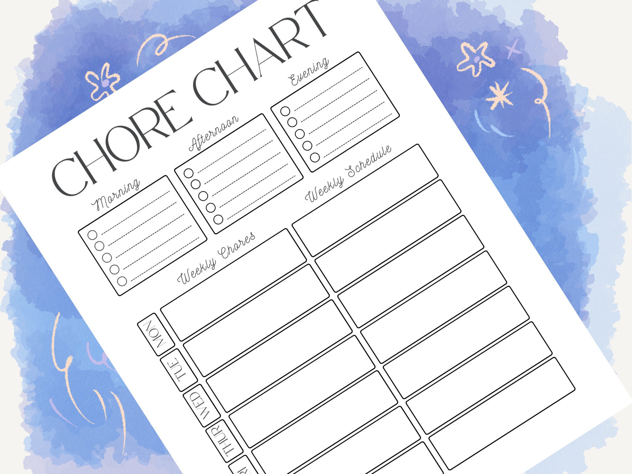 Printable Chore Chart for Teens Printable Weekly Chore Chart - Etsy
