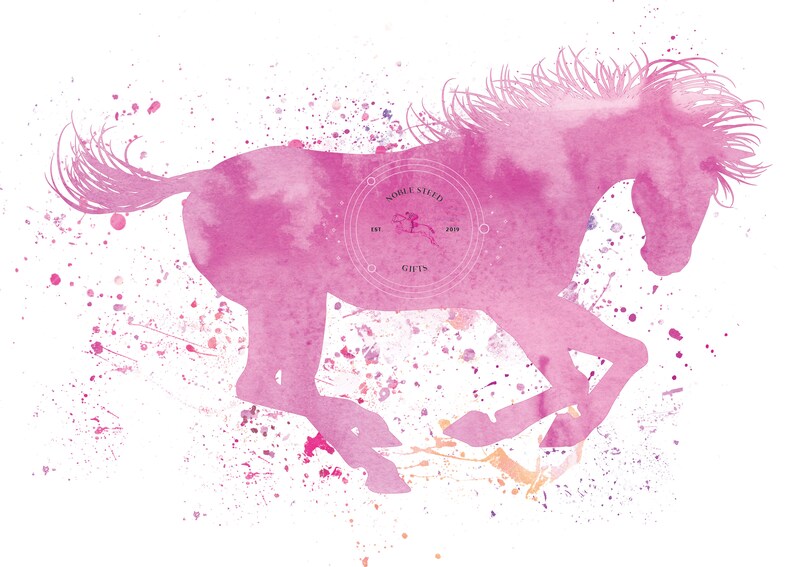 Set of 3 Horse Art Prints Pink Horse Watercolor Printable Etsy