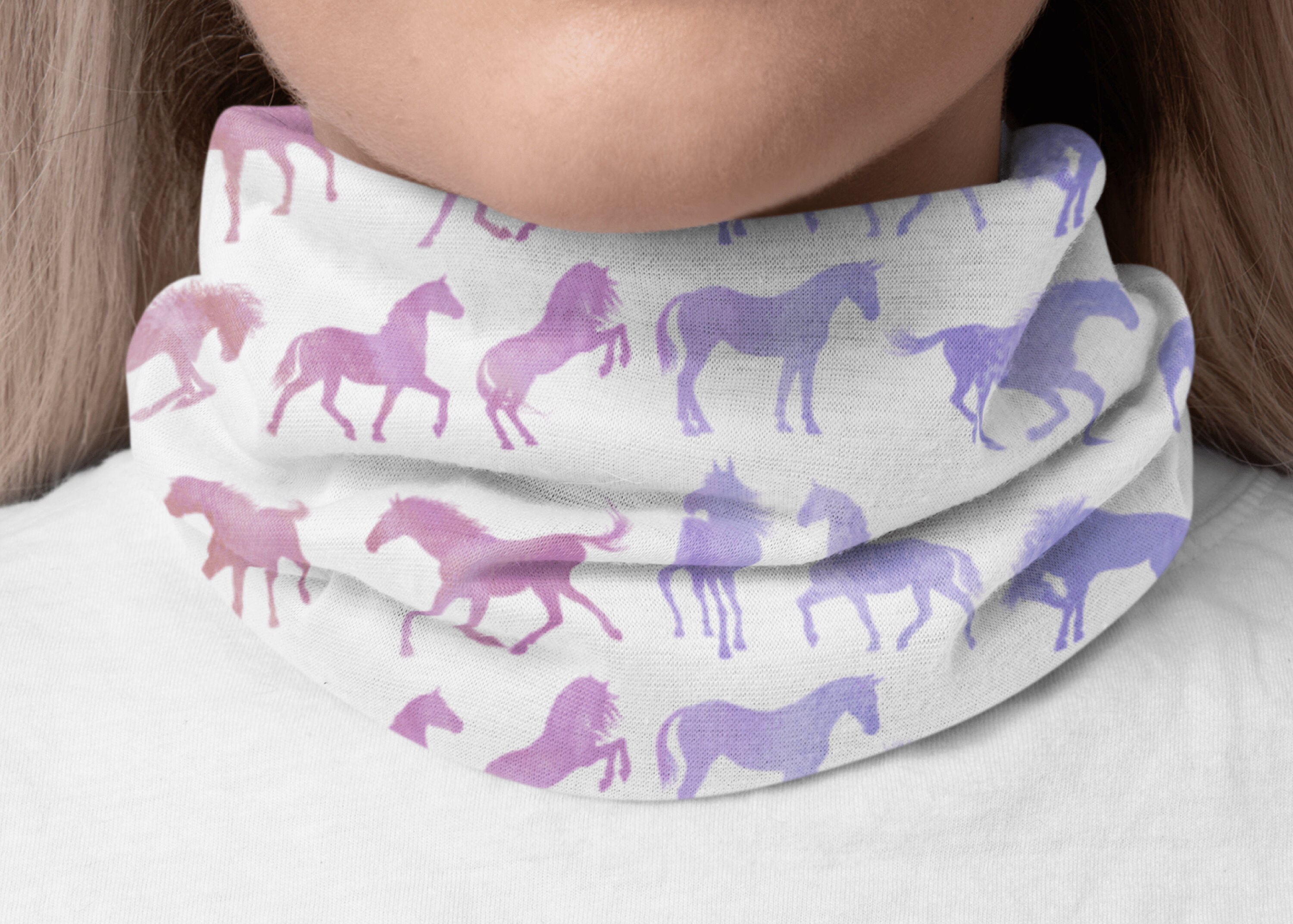 White and Rainbow Horse Neck Gaiter Horse Face Mask Horse Etsy UK