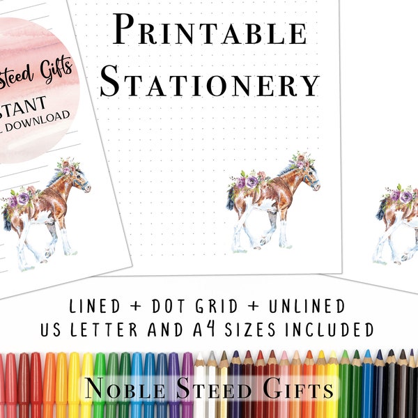 primary writing paper with dotted lines Springtime Horse Stationery, Beautiful Clydesdale Foal, Writing Paper, Journal Paper, Bullet Journal Printable, Minimalist Writing Dot Grid