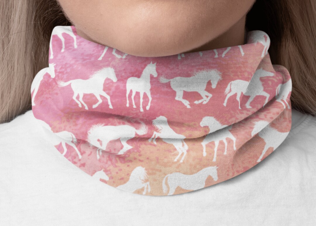 Pink and Yellow Horse Neck Gaiter, Horse Face Mask, Horse Lover Gift