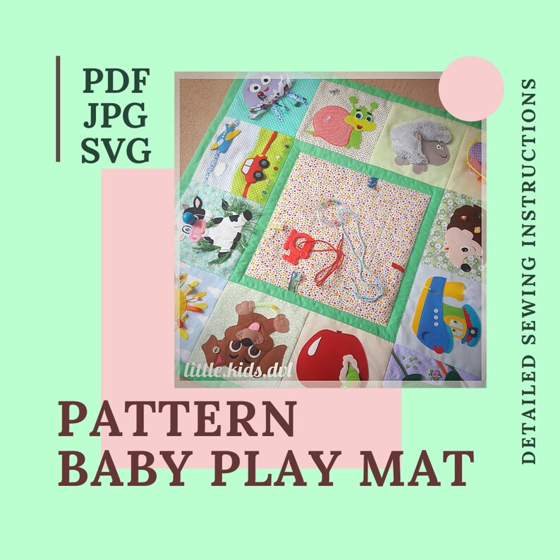 DIY baby play mat. Pattern in different formats. Detailed Etsy