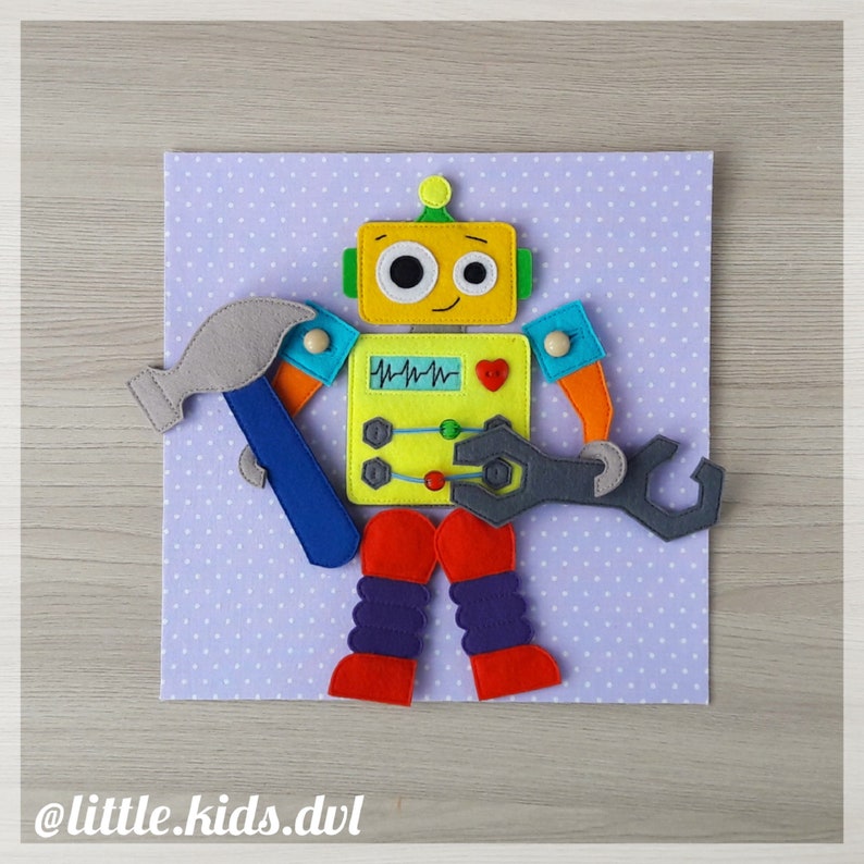PDF SVG pattern felt robot for quiet book page. Sewing | Etsy