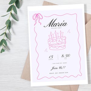 Pink Customizable Birthday Invitation: Instant download and access