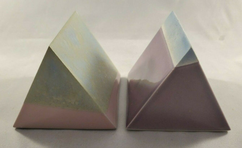 Gorgeous Pair of Small Modern Ceramic Prisms Limited Signed