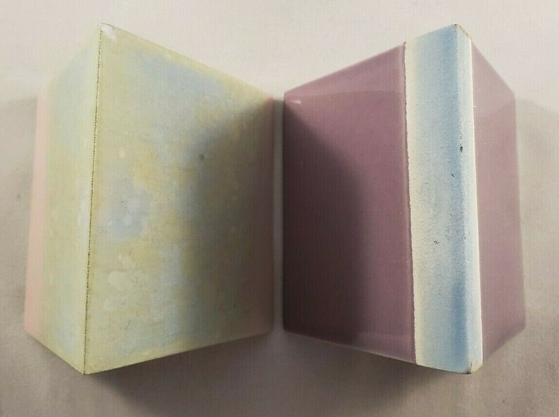 Gorgeous Pair of Small Modern Ceramic Prisms Limited Signed