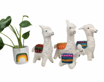 Wool Felt Llama Family