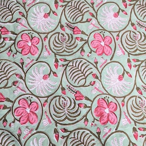 Floral Cotton Block Printed Fabric