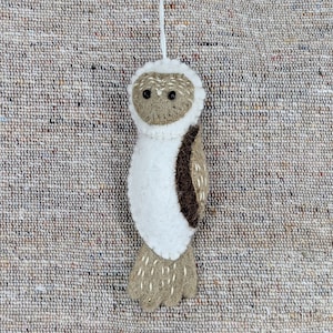 Wool Felt Snowy Owl Ornament