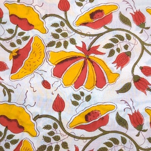 Flower Cotton Block Printed Fabric