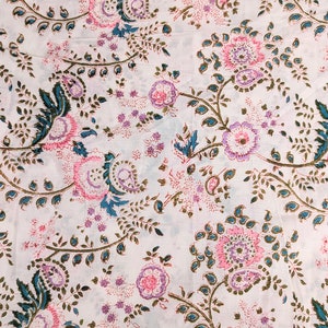 Floral Cotton Block Printed Fabric
