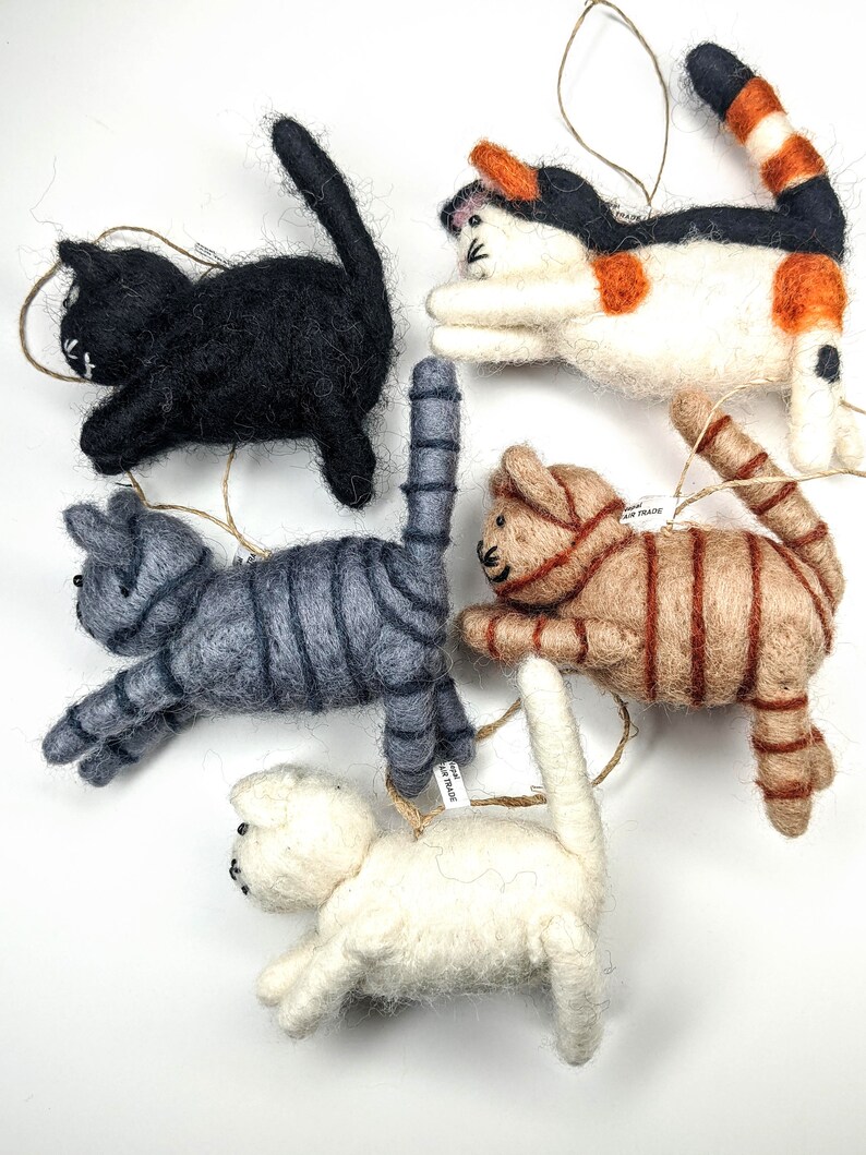 Wool Felt Cat Ornaments Etsy