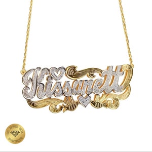 18k Gold Two Tone 3D Name Necklace