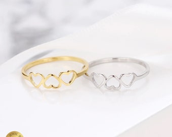 Romantic Heart Trio Ring | sizes 6-10 Stainless Steel Love Jewelry