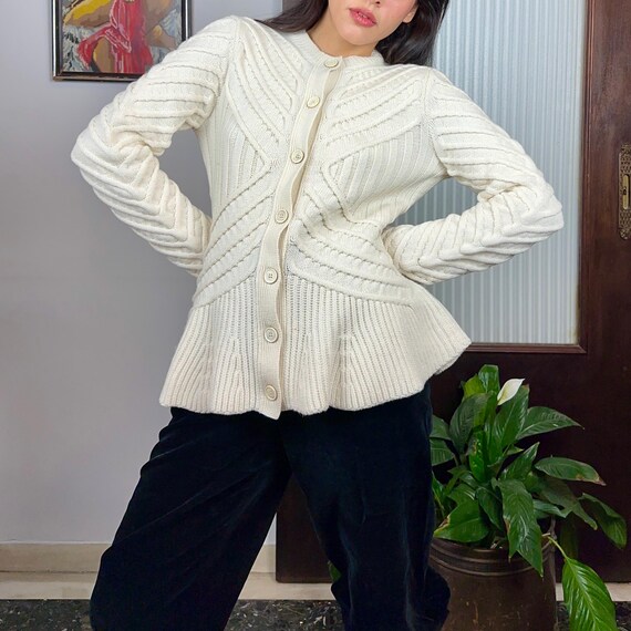 Vintage Alexander Mcqueen Alpaca Blend Wool Peplum Cardigan L Etsy UK