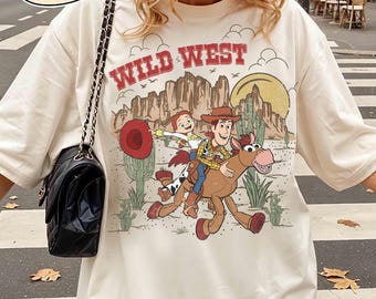 chemise Toy Story vintage Wild West Disney Pixar, t-shirt Toy Story Woody et Jessie, t-shirt Toy Story Friends, chemises assorties pour la famille Disneyland