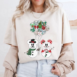 Disney Mickey and Minnie Christmas Snowman Balloon Shirt, Christmas Mickey Balloon Shirt, Mickey&#39;s Very Merry Xmas, Disneyland Christmas Tee