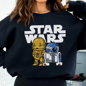 Star Wars R2-D2 en C-3PO schattige cartoon grafisch T-shirt, Star Wars Celebration, Galaxy's Edge, Star Wars Day, Walt Disney World Trip-shirt