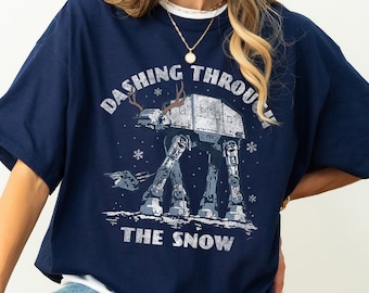 Star Wars Christmas AT-AT Walker Dashing Through The Snow T-Shirt, Disney Star Wars Christmas Tee, Disneyland Matching Christmas Sweatshirt