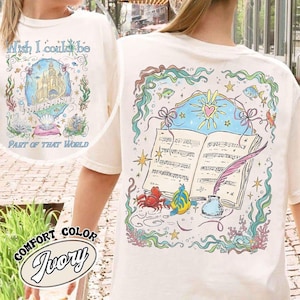 Koszulka Disney Mała Syrenka Comfort Colors w stylu vintage, część Twojego świata, koszulka z kokardą Księżniczka Ariel Kokietka, koszulka Disney Princess dla dziewczynek zdjęcie 1
