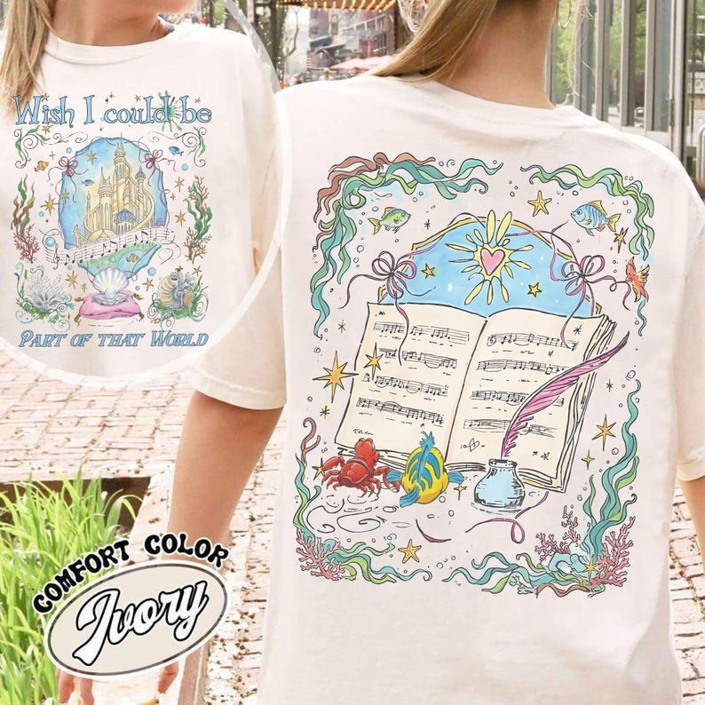 Koszulka Disney Mała Syrenka Comfort Colors w stylu vintage, część Twojego świata, koszulka z kokardą Księżniczka Ariel Kokietka, koszulka Disney Princess dla dziewczynek zdjęcie 1