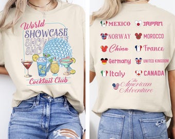 2-sided Disney Epcot World Showcase Drinking Club Shirt, Drinking around the World Disneyland Trip, Epcot World Tour Shirt, Disney Group Tee