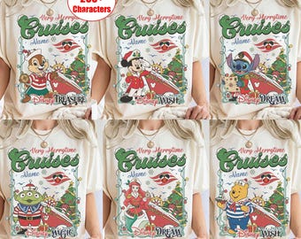 Gepersonaliseerde Disney Very Merrytime Cruise Christmas Lights-shirt, Mickey & Friends Stitch Chip Dale Christmas Cruise Trip, Disney Wish Dream