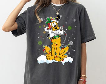 Disney Pluto Dog Christmas Lights Snowflake Shirt, Mickey and Friends Merry Christmas Shirt, Disneyland Matching Christmas Group Shirts