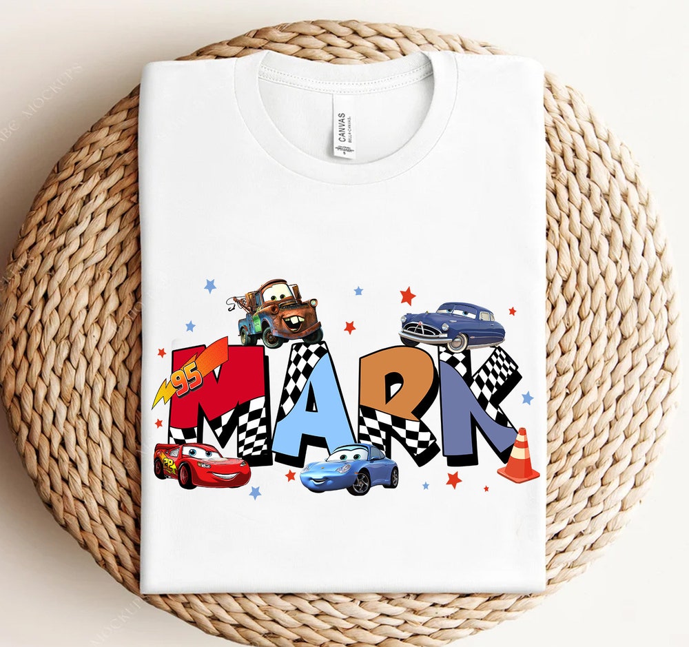 Custom Name Cars Characters Shirt, Personalized Disney Lightning Mcqueen, Tow Mater, Hudson Tee, Name Kids Shirt, Custom Boy Epcot Vacation New Design