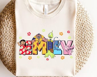 Custom Name Lilo and Stitch Shirt, Personalized Disney Lilo, Stitch, Angel Matching Tee, Name Kids Shirt, Custom Boy Shirt, Epcot Vacation