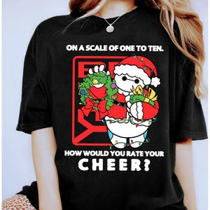 Disney Big Hero Baymax How Would You Rate Your Cheer Xmas T-Shirt, Baymax Christmas Shirt, Cute Baymax Chubby Santa Costume Matching Shirts