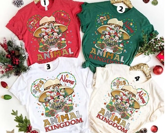 Personalisiertes Disney Micky und Freunde Tierreich Weihnachtsohren Shirt, Wild über Weihnachten Teee, Disney Safari Weihnachtsreise Shirt