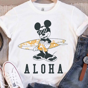 Disney Mickey And Friends Mickey Mouse Aloha Surf T-Shirt, Disneyland Family Matching Shirt, Magic Kingdom Tee, WDW Epcot Theme Park Shirt