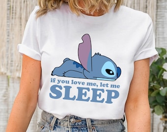 Disney Stitch Shirt, süßes Lilo und Stitch Shirt, wenn du mich liebst lass mich schlafen Disney Familie passende Shirt, BTW Disneyland Reise Outfits