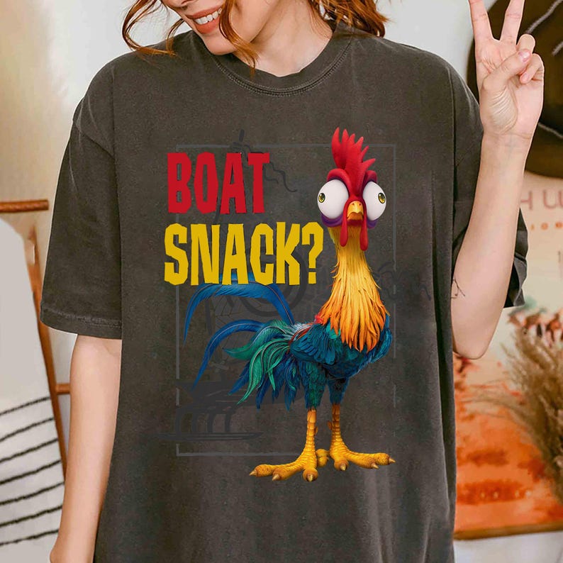 Disney Moana Hei Hei Boat Snack Graphic T-Shirt, Hei Hei Roaster, Disney Family Matching Shirt, Walt Disney World, Disneyland Trip Outfits image 4
