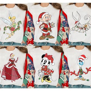Disney Pixar Cars All Characters Christmas Lights shirt McQueen Sally Tow Mater Doc Hudson Mickey Stitch,Star Wars,Princess Xmas Lights Tee image 4