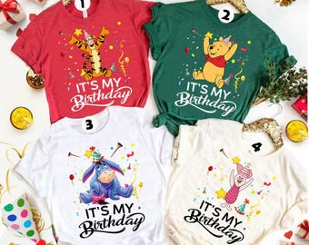 Disney Tigger It's My Birthday Shirt, Winnie The Pooh Birthday Theme, Eeyore Piglet Pooh Rabbit Birthday Tee,Disneyland Family Vacation Trip