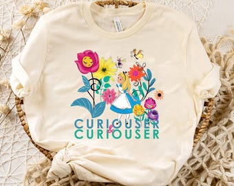 Disney Alice in Wonderland Curiouser & Curiouser T-Shirt, Disney Alice Flowers Shirt, Disneyland Family Matching Tee, Magic Kingdom Tee