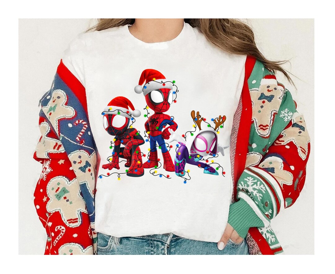 Maglietta Marvel Spider-Man Per Bambini E Ragazzi | Swinging Spidey Xmas Taglie Unisex - 3