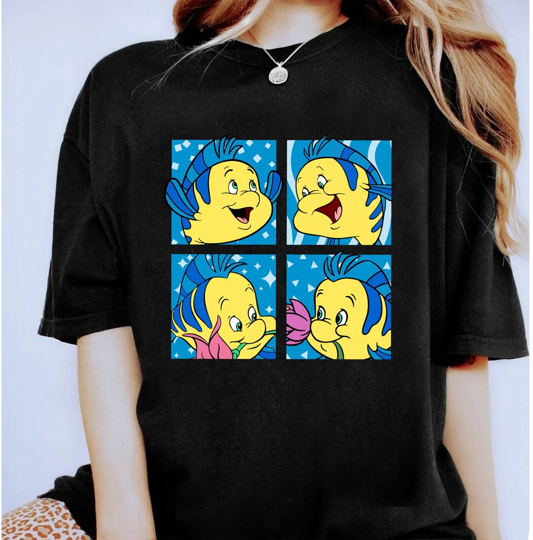 Cute Flounder Portrait Shirt, Disney the Little Mermaid Tshirt, Magic