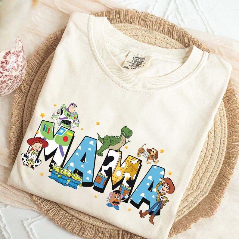Camiseta personalizada com nome da Toy Story, camiseta personalizada da Disney Pixar Toy Story com Buzz, Woody e Jessie Rex, camiseta para pais e mães, camiseta infantil personalizada com nome. imagem 6