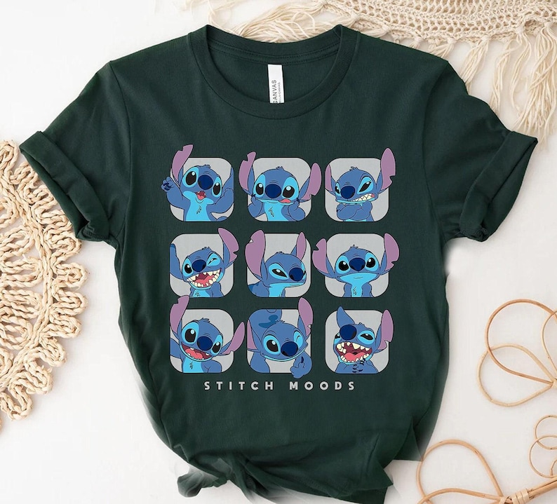 Disney Lilo and Stitch Cute Stitch Moods Shirt, Stitch Tee, Disney Family Matching Shirt, Walt Disney World Shirt, Disneyland Trip Outfits image 1