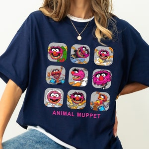 Disney The Muppets Animal Muppet Moods Box Up Camicia, Maglietta con ritratto divertente Animal Muppet, Camicia abbinata alla famiglia Disney, Abiti da viaggio a Disneyland