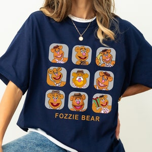Disney The Muppets Fozzie Bear Moods Box Up Shirt, Maglietta con faccia buffa di Fozzie Bear, Maglietta coordinata per la famiglia Disney, Abiti per il viaggio a Disneyland