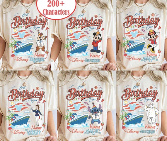 Personalized Disney Birthday Cruise Shirt, Mickey and Friends Family Birthday Disney Cruise Shirt, Birthday Girl, Birthday Boy Family Cruise
