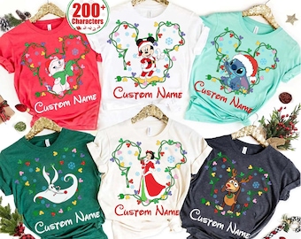 Personalized Disney All Characters Christmas Light Shirt,Custom Mickey & Friends Toy Story Star Wars Santa Xmas,Disneyland Xmas Matching Tee