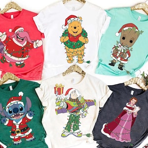 Disney Pixar Cars All Characters Christmas Lights shirt McQueen Sally Tow Mater Doc Hudson Mickey Stitch,Star Wars,Princess Xmas Lights Tee image 3