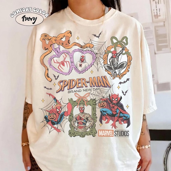 Vintage Coquette Bow Marvel  Spider-Man Brand New Day Halloween Shirt, Spider Man Tee, Marvel MCU Spider Man Tee, Spider Man Halloween Tee