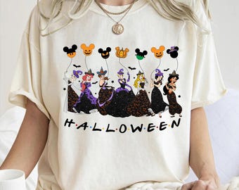 Disney Princess Group Halloween Spooky Balloon Shirt, Princess Halloween Pumpkin Boo Ghost Shirt, Disney Halloween Mickey's Not So Scary Tee